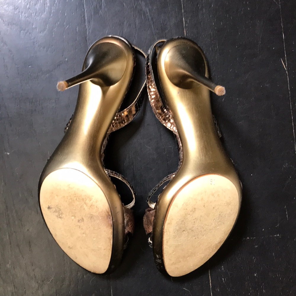 Stunning💛Italian Vintage Heels Snakeskin Bronze - Picture 8 of 10